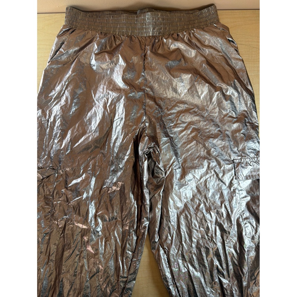 Victoria Sport Metallic Rose Gold Cargo Jogger Pants Smocked Waist 11148429 S